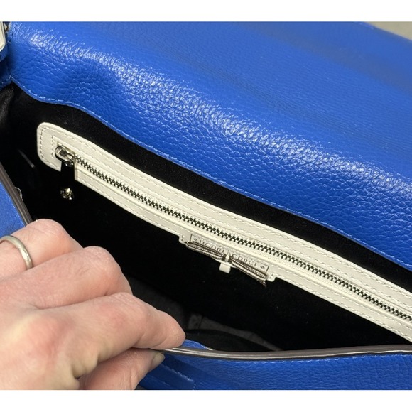 Henri‎ Bendel Rivington Flap Shoulder Bag Colorblock Black / Blue / White - Picture 13 of 13